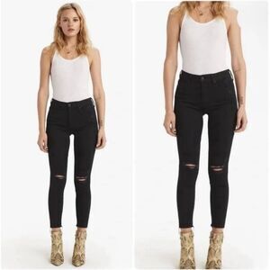 Mother Looker Ankle Fray Guilty As Sin. Black Jeans. Sz 27